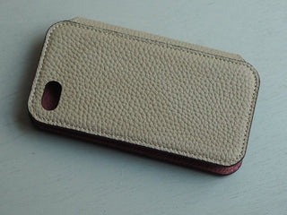 iPhone SE leather case    Cafe latte beige × Bois de rose  - DROPS TOKYO