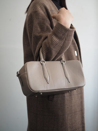 【予約】撥水レザーのミニボストンバッグ|『 Mini bus 』 Light etoupe  - Block series - DROPS TOKYO -