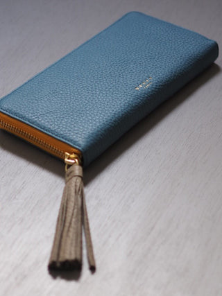＜カスタム事例＞Around fastener long wallet Soda × Mastard × Cafe latte greige - DROPS TOKYO